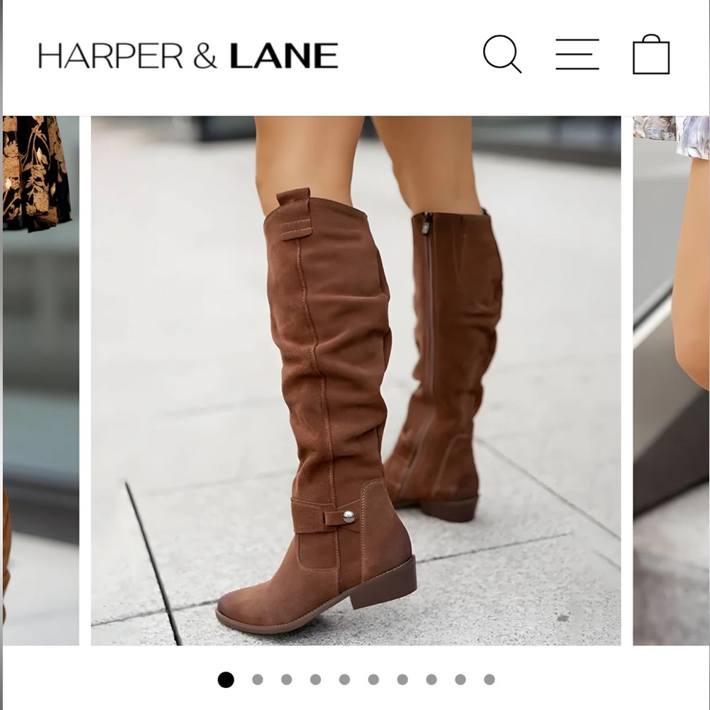 Harper & Lane Sadie Faux Leather Knee Boots Dark Brown